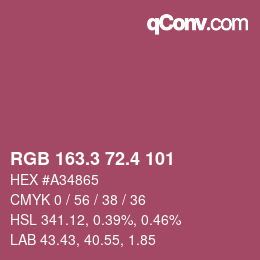 カラーコード: RGB 163.3 72.4 101 | qconv.com