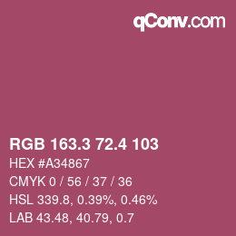 カラーコード: RGB 163.3 72.4 103 | qconv.com