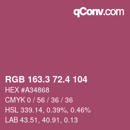 カラーコード: RGB 163.3 72.4 104 | qconv.com