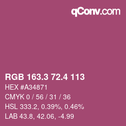カラーコード: RGB 163.3 72.4 113 | qconv.com