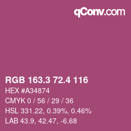 カラーコード: RGB 163.3 72.4 116 | qconv.com