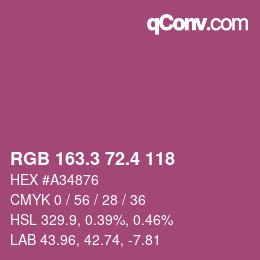 カラーコード: RGB 163.3 72.4 118 | qconv.com