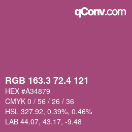 カラーコード: RGB 163.3 72.4 121 | qconv.com