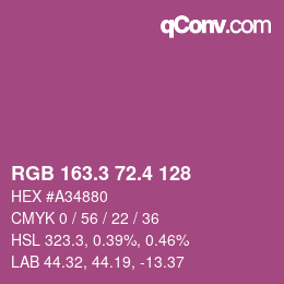 カラーコード: RGB 163.3 72.4 128 | qconv.com