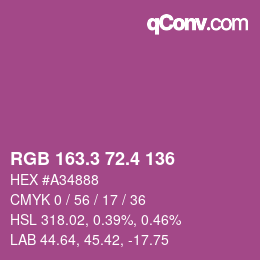 カラーコード: RGB 163.3 72.4 136 | qconv.com