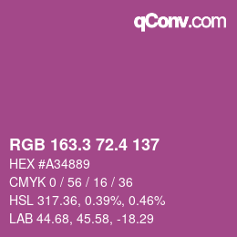 カラーコード: RGB 163.3 72.4 137 | qconv.com