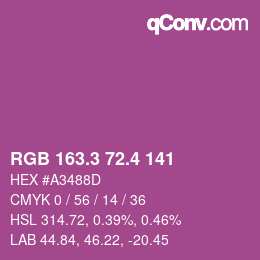 カラーコード: RGB 163.3 72.4 141 | qconv.com