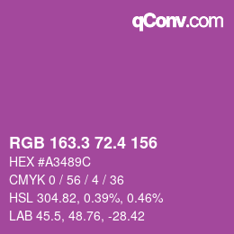 カラーコード: RGB 163.3 72.4 156 | qconv.com