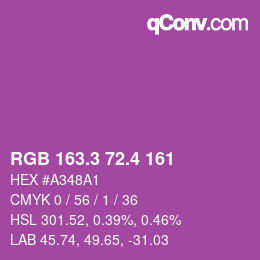 カラーコード: RGB 163.3 72.4 161 | qconv.com