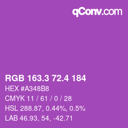 颜色代码: RGB 163.3 72.4 184 | qconv.com