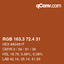 カラーコード: RGB 163.3 72.4 31 | qconv.com
