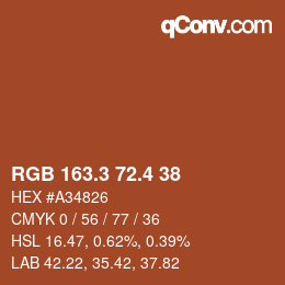 カラーコード: RGB 163.3 72.4 38 | qconv.com