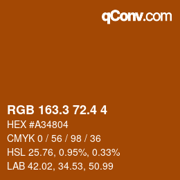 カラーコード: RGB 163.3 72.4 4 | qconv.com