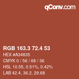 カラーコード: RGB 163.3 72.4 53 | qconv.com
