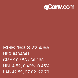 カラーコード: RGB 163.3 72.4 65 | qconv.com