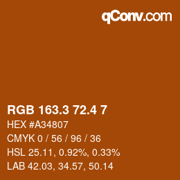カラーコード: RGB 163.3 72.4 7 | qconv.com