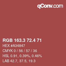 カラーコード: RGB 163.3 72.4 71 | qconv.com