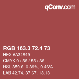 カラーコード: RGB 163.3 72.4 73 | qconv.com