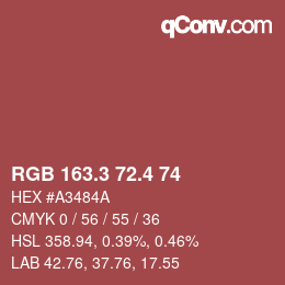 カラーコード: RGB 163.3 72.4 74 | qconv.com