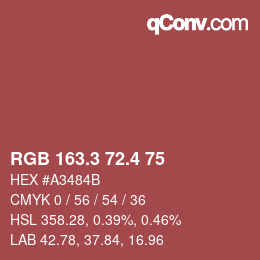 カラーコード: RGB 163.3 72.4 75 | qconv.com