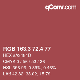 カラーコード: RGB 163.3 72.4 77 | qconv.com