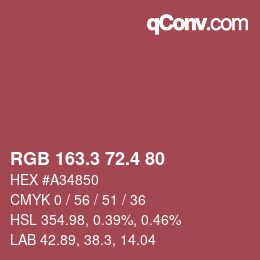 カラーコード: RGB 163.3 72.4 80 | qconv.com