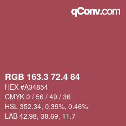 カラーコード: RGB 163.3 72.4 84 | qconv.com