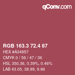 カラーコード: RGB 163.3 72.4 87 | qconv.com