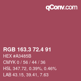 カラーコード: RGB 163.3 72.4 91 | qconv.com