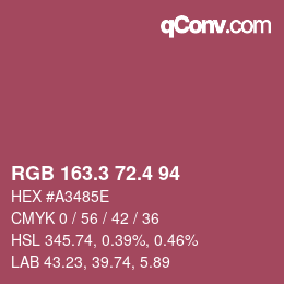 カラーコード: RGB 163.3 72.4 94 | qconv.com
