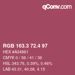 カラーコード: RGB 163.3 72.4 97 | qconv.com