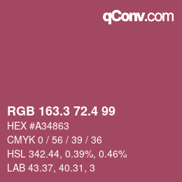 カラーコード: RGB 163.3 72.4 99 | qconv.com