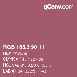 カラーコード: RGB 163.3 90 111 | qconv.com