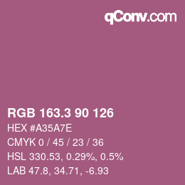 カラーコード: RGB 163.3 90 126 | qconv.com