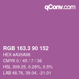 カラーコード: RGB 163.3 90 152 | qconv.com