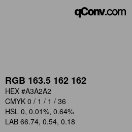 Color code: RGB 163.5 162 162 | qconv.com