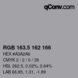 Color code: RGB 163.5 162 166 | qconv.com