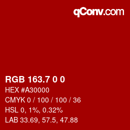 カラーコード: RGB 163.7 0 0 | qconv.com