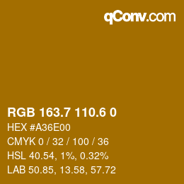 カラーコード: RGB 163.7 110.6 0 | qconv.com