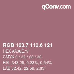 カラーコード: RGB 163.7 110.6 121 | qconv.com
