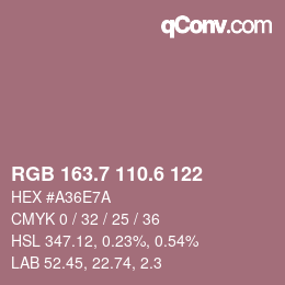 カラーコード: RGB 163.7 110.6 122 | qconv.com