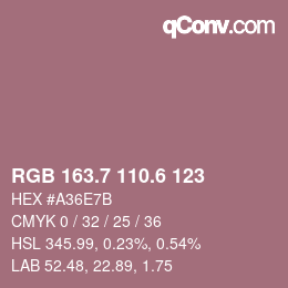 カラーコード: RGB 163.7 110.6 123 | qconv.com