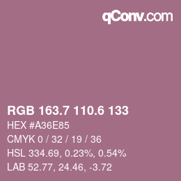 カラーコード: RGB 163.7 110.6 133 | qconv.com