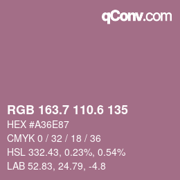 カラーコード: RGB 163.7 110.6 135 | qconv.com