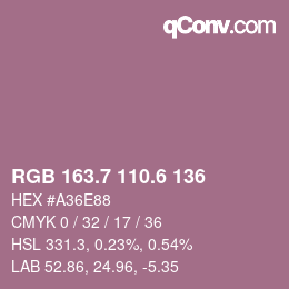 カラーコード: RGB 163.7 110.6 136 | qconv.com
