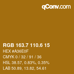 カラーコード: RGB 163.7 110.6 15 | qconv.com