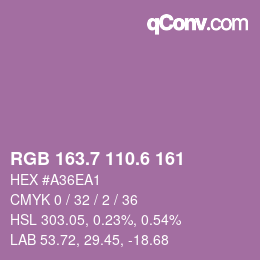 カラーコード: RGB 163.7 110.6 161 | qconv.com
