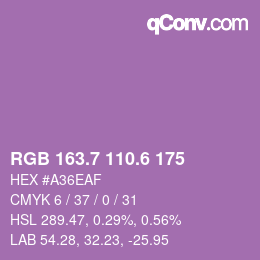 カラーコード: RGB 163.7 110.6 175 | qconv.com