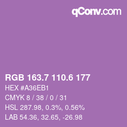 カラーコード: RGB 163.7 110.6 177 | qconv.com