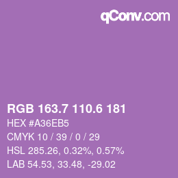 カラーコード: RGB 163.7 110.6 181 | qconv.com